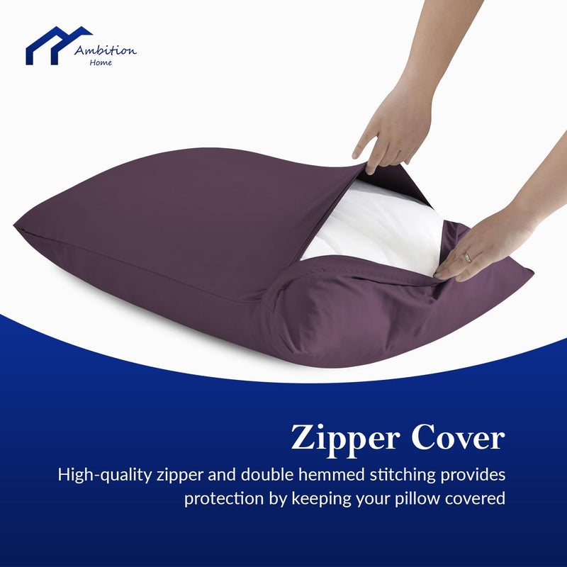 Ambition Home Toddler Pillowcase 12x16 Inch with Zipper Closure mini Pillow Cases Pack of 2, Travel Pillowcase 500 Thread Count 100% Soft Egyptian Cotton Decorative Small Toddler Pillowcase 12x16, Plum - Image 5